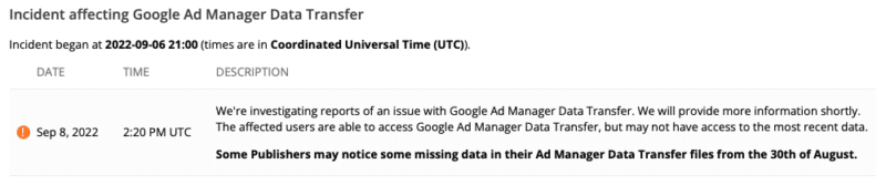 Google informa de un problema que afecta a la transferencia de datos desde Ads Manager