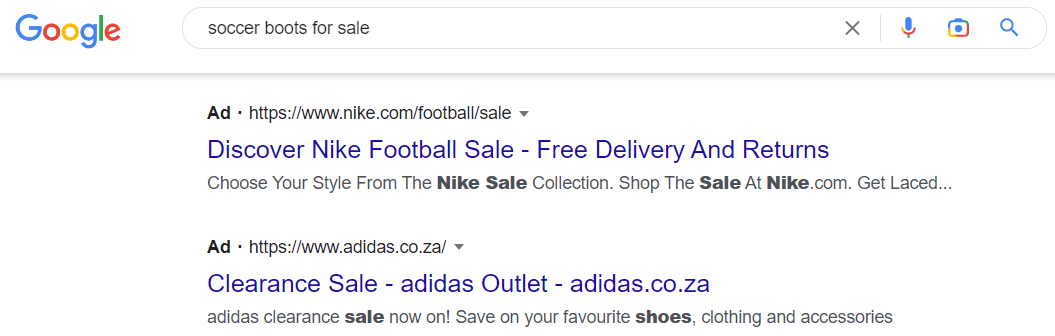 ejemplo de campaña publicitaria de nike resultados de búsqueda de google